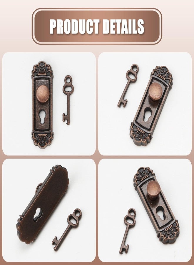 KH866 2PCS 1/12 Scale Miniature Door Knob Fittings with Handle Key Set for Dolls House - Image 3
